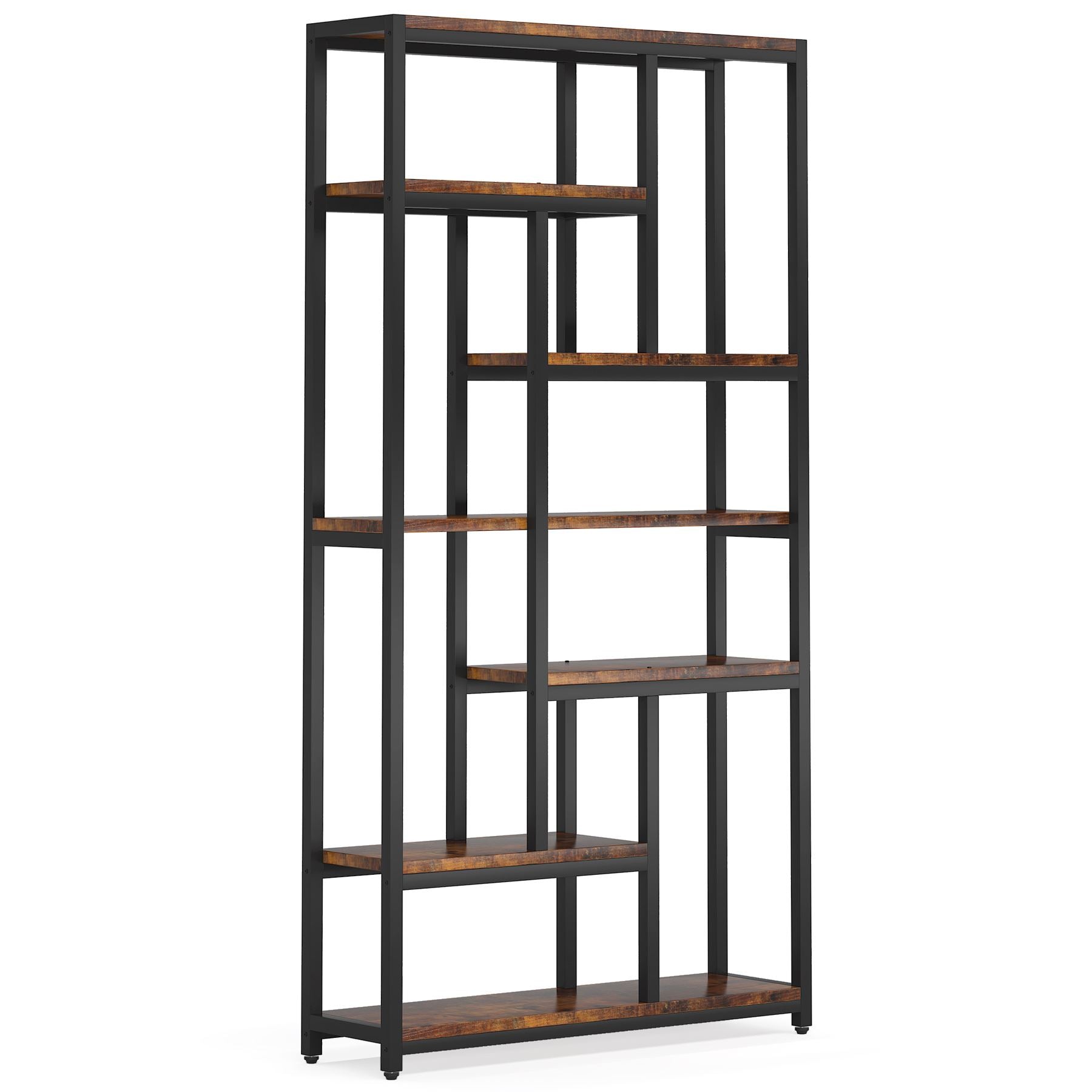 79" Tall Bookshelf, 7-Tier Bookcase Open Display Shelves