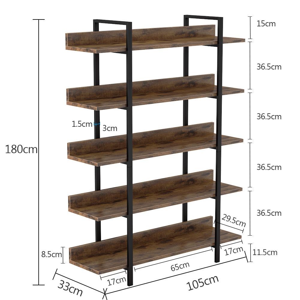 Tribesigns 5-Tier Industrial Bookshelf and Display Rack