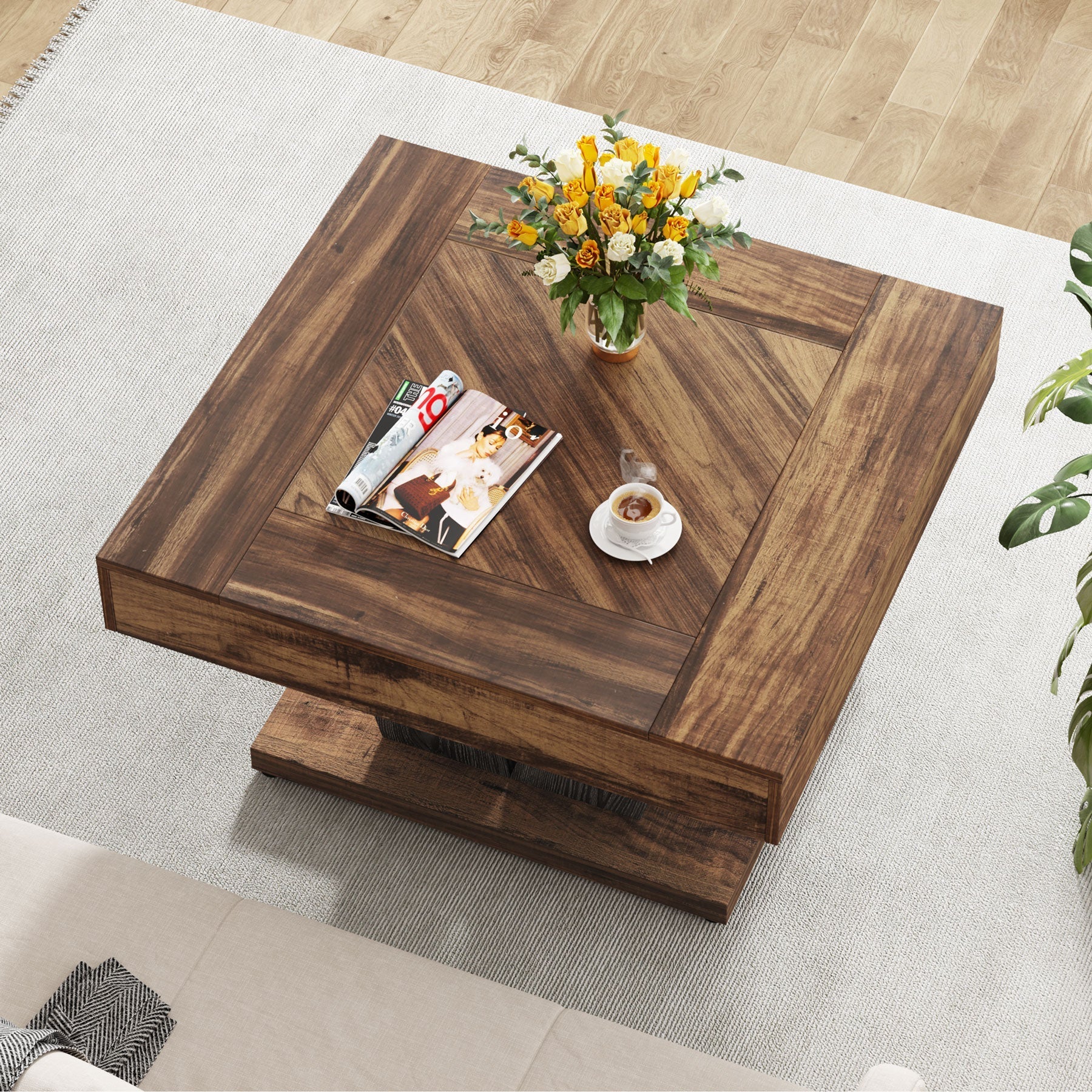 Wood Coffee Table, 31.5" Modern Center Table Cocktail Tea Table