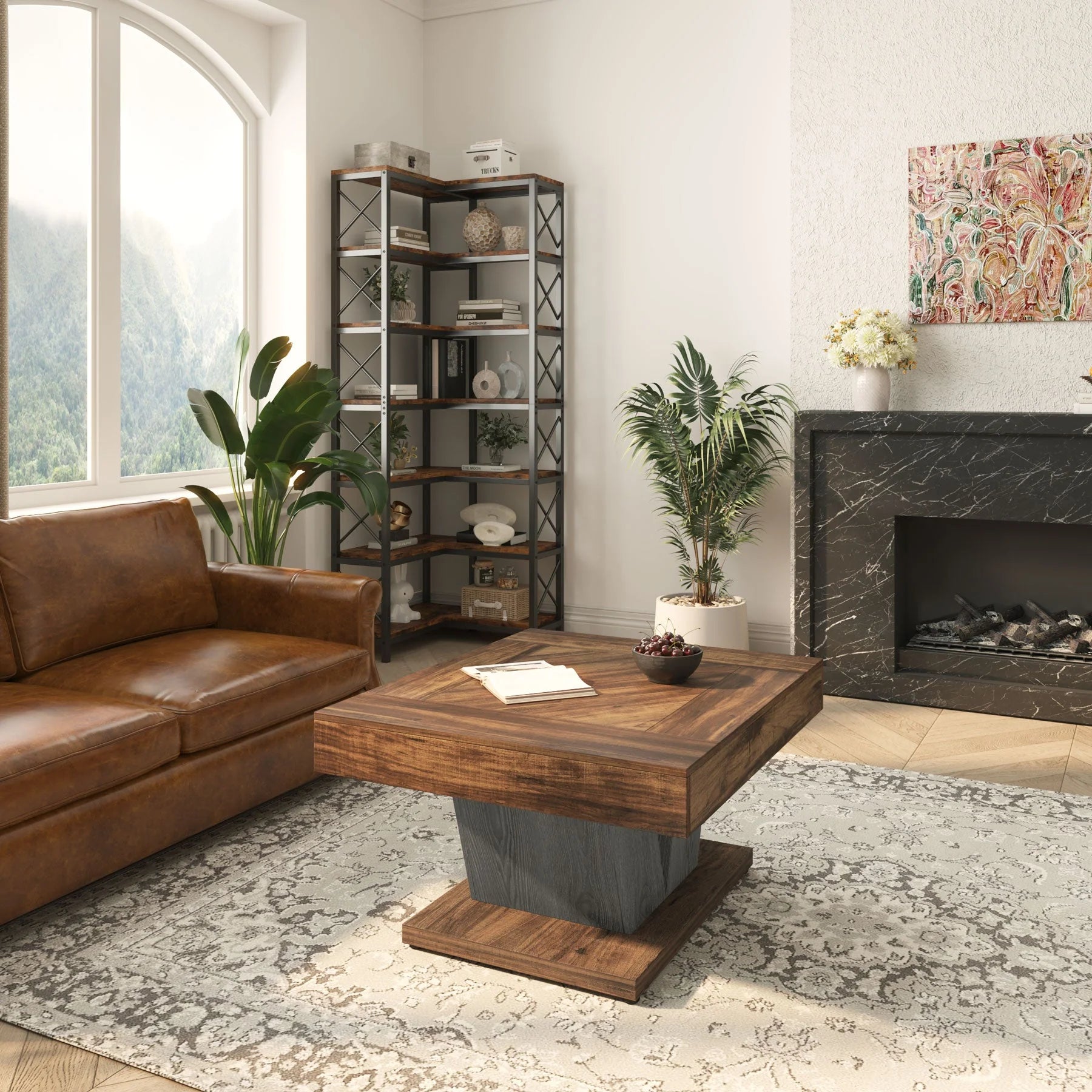 Wood Coffee Table, 31.5" Modern Center Table Cocktail Tea Table
