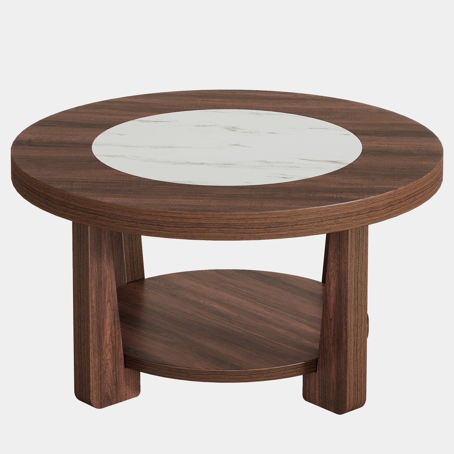 Wood Coffee Table, Round 2-Tier Accent Center Table