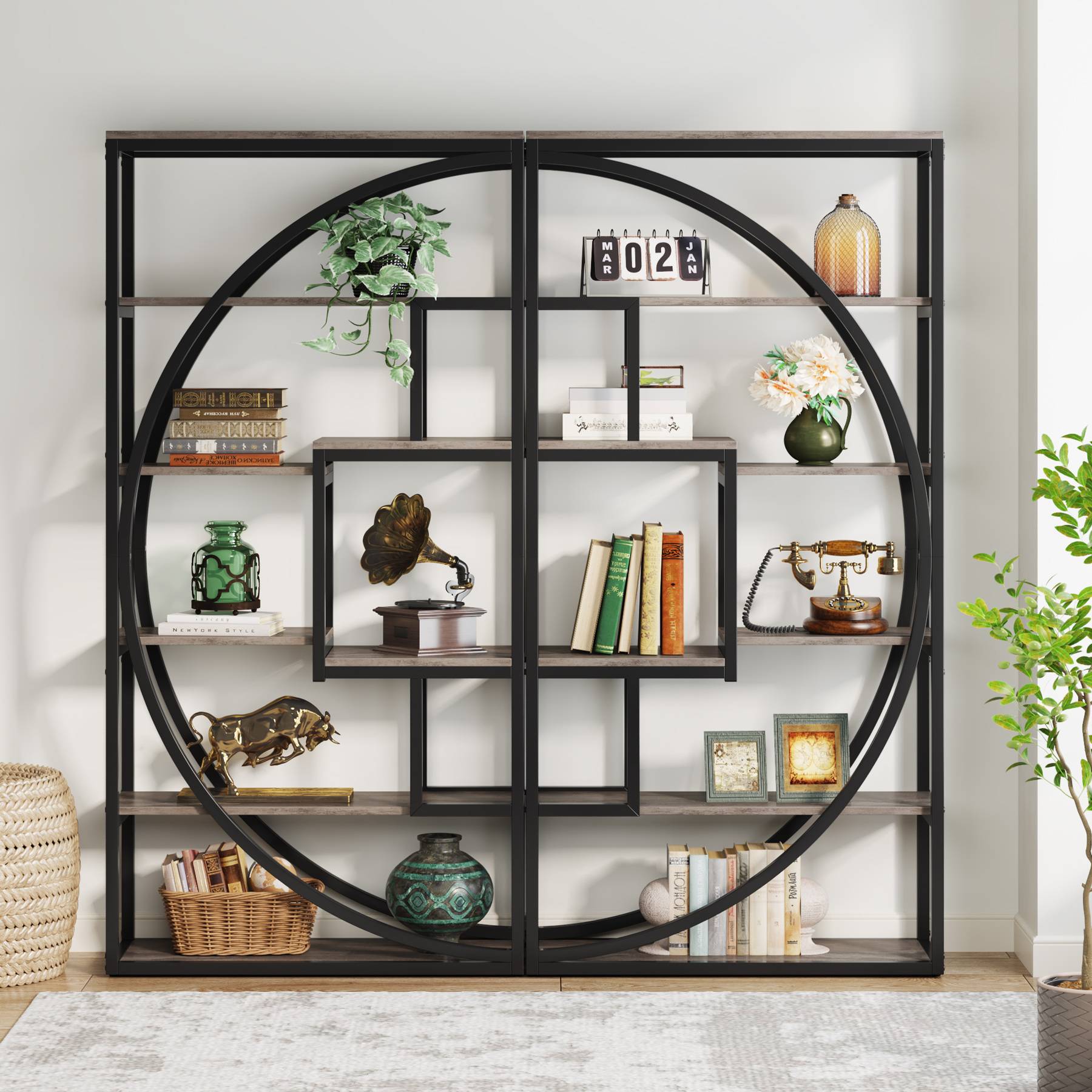 Tribesigns Bookshelf, Industrial Bookcase with 8 Open Storage Shelf Tribesigns