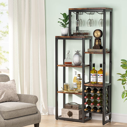 Wine Rack, 5-Tier Freestanding Wine Display Shelf Tribesigns