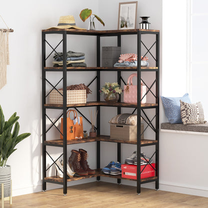 Tribesigns Corner Bookshelf, 5-Shelf Corner Etagere Bookcase, Corner Display Rack Tribesigns