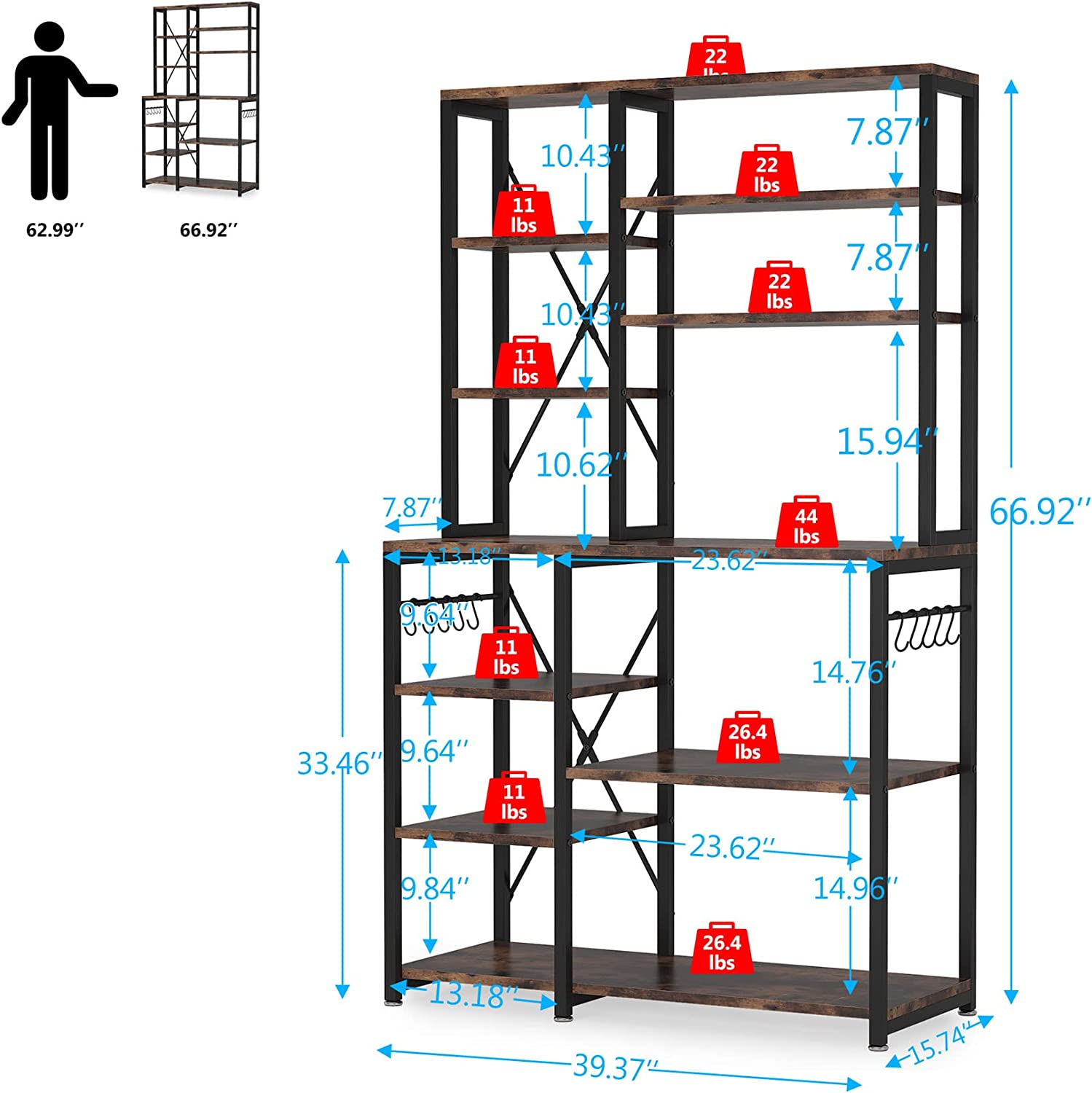 Kitchen Baker's Rack, 10-Tier Kitchen Utility Storage Shelf Tribesigns