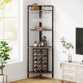 Wine Rack, 4 Tier Corner Shelf with Glass Holder Tribesigns 3