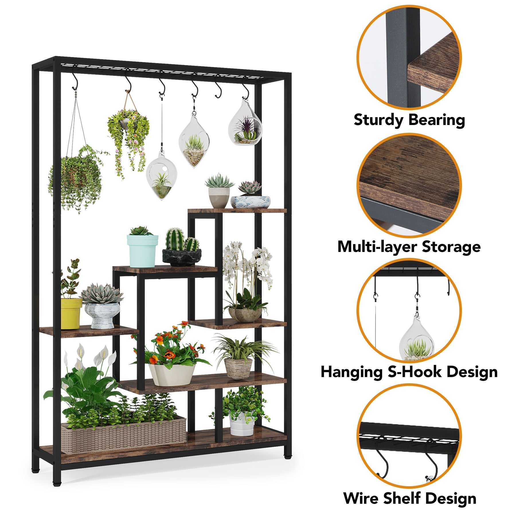 Plant Stand, 70.9" Plant Shelf Flower Bonsai Pots Display Rack Tribesigns