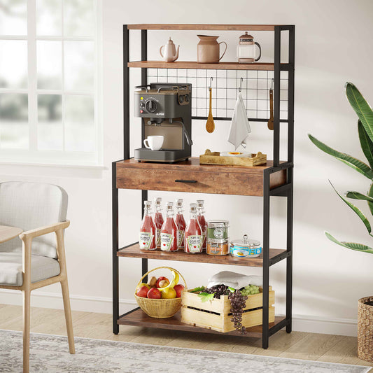 Kitchen Baker's Rack, 5-Tier Kitchen Storage Shelf with Hutch Tribesigns